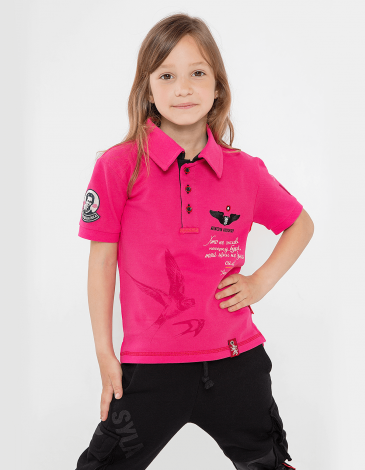 Kids Polo Shirt Lesia Ukrainka. Color pink. .