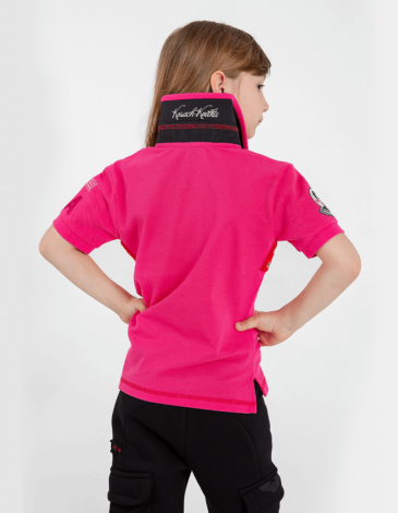 Kids Polo Shirt Lesia Ukrainka. Color pink. Polo: unisex, well suited for both boys and girls.