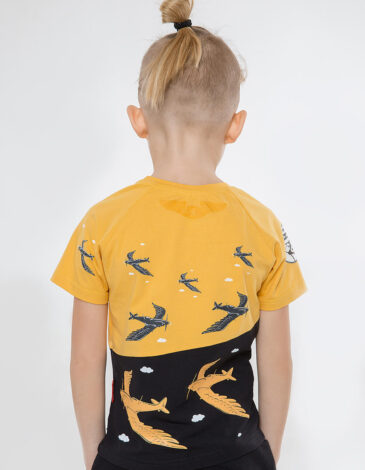 Kids T-Shirt Swallow. Color yellow. .