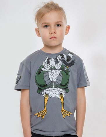 Kids T-Shirt Goose. Color gray. .