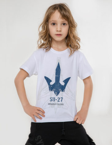 Kids T-Shirt Su-27. Color white. .