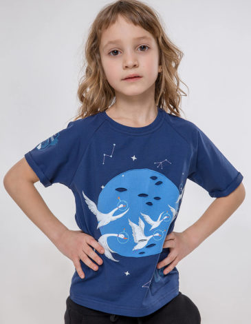 Kids T-Shirt Space. Color navy blue. .
