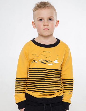 Kids Sweatshirt Chornogora. Color yellow. Hoodie: unisex, well suited for both boys and girls.