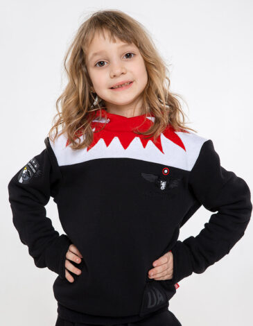 Kids Hoodie Jaws. Color black. .