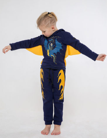 Kids Trousers Dragon. Color dark blue. Pants: unisex, well suited for both boys and girls.