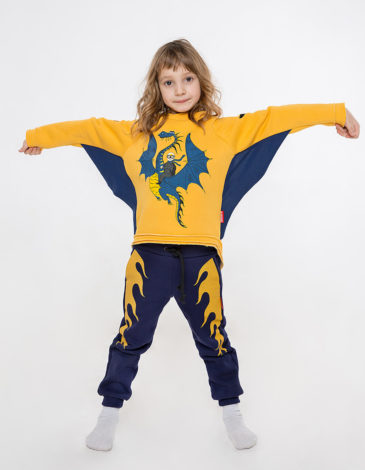 Kids Sport Suit Dragon. Color yellow. Комплект: унісекс, добре пасує як на хлопцях, так і на дівчатах.