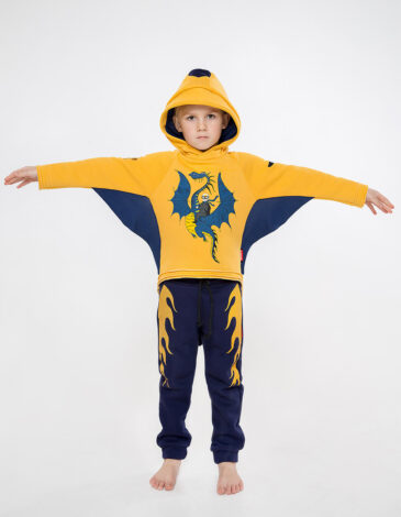 Kids Trousers Dragon. Color dark blue. .