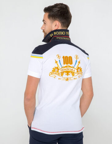 Men's Polo Shirt 100 Years Ua Aviation. Color white. .