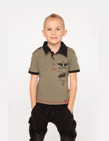 Kids Polo Shirt Sikorsky. Color khaki. .