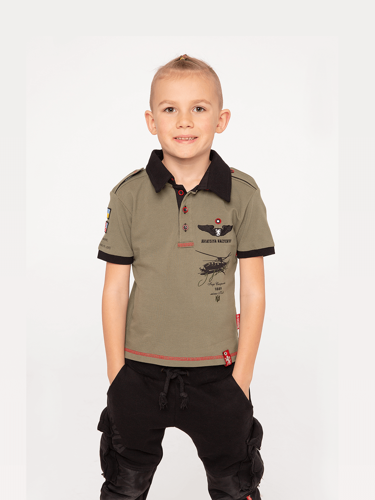 Kids Polo Shirt Sikorsky. Color khaki. .