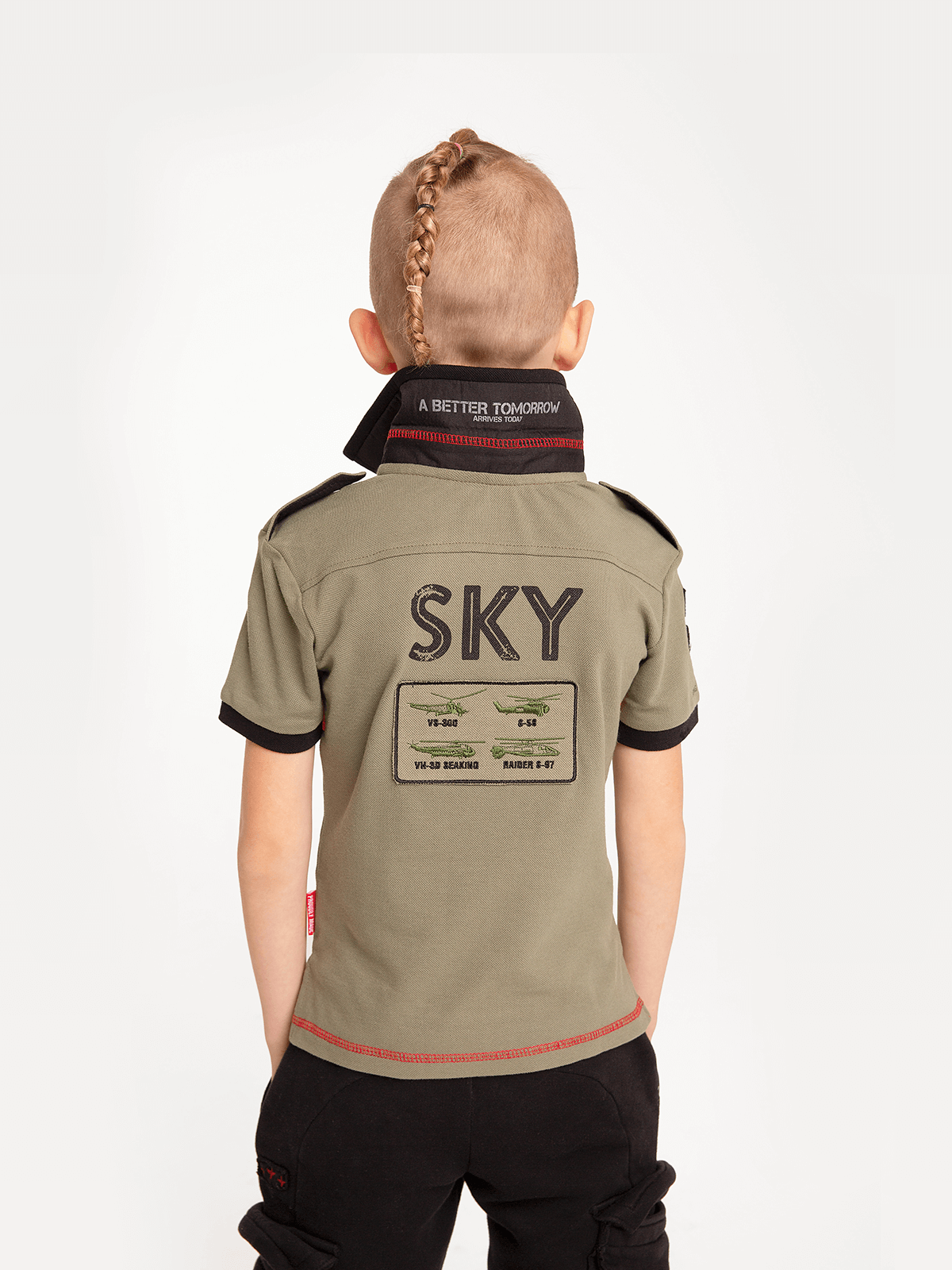 Kids Polo Shirt Sikorsky. Color khaki. 1.