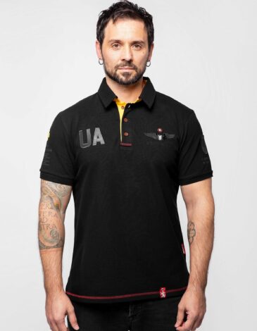 Men's Polo Shirt Seraphim. Color black. .