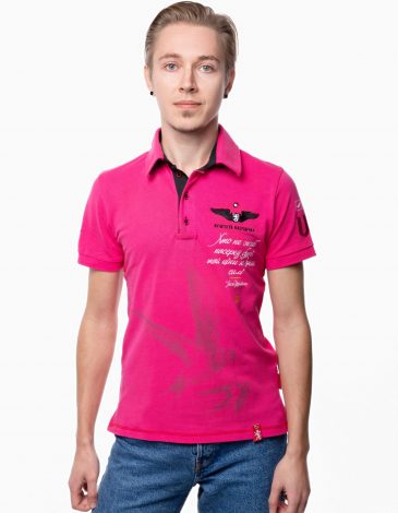 Men's Polo Shirt Lesia Ukrainka. Color pink. 1.