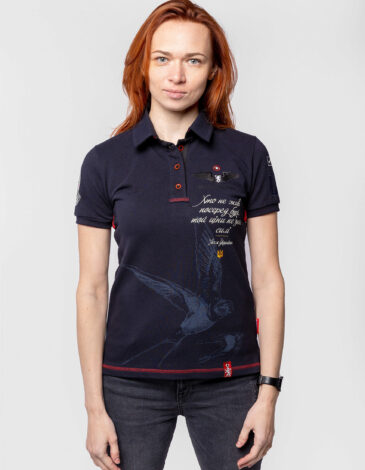 Women's Polo Shirt Lesia Ukrainka. Color dark blue. 1.