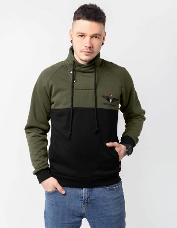 Men's Sweatshirt Sikorsky. Color khaki. Three-cord thread fabric: 79% cotton, 21% polyester.
