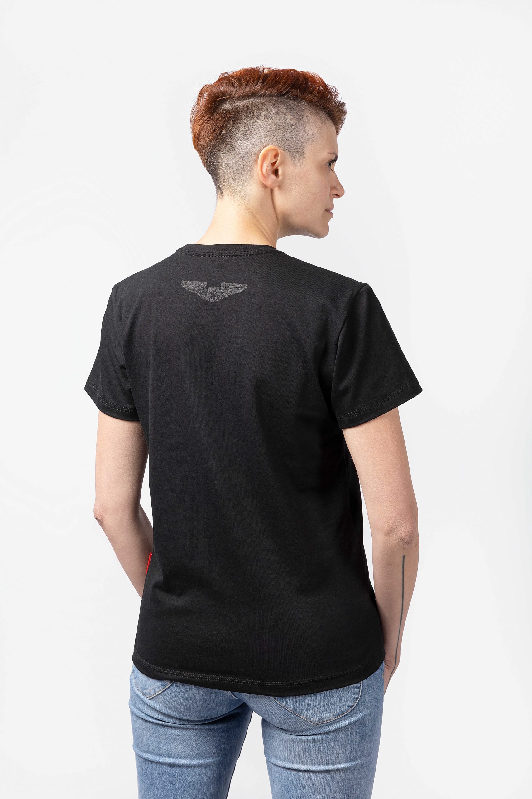 Women's T-Shirt Flu. Color black.  Material: 95% cotton, 5% spandex.