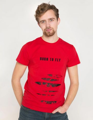 Чоловіча Футболка Born To Fly. Колір червоний. .