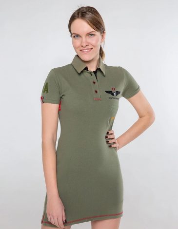 Women's Dress-Polo Shirt Marichka. Color khaki. .