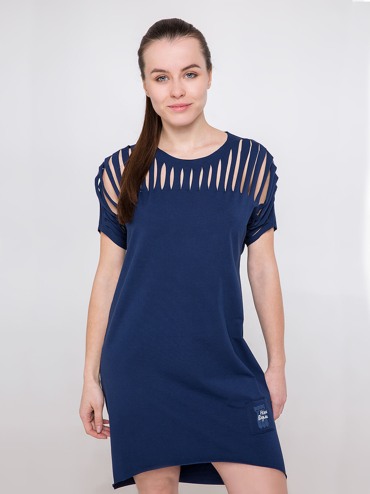 Women's Dress Hannusia. Color navy blue. .