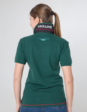 Women's Polo Shirt Wings. Color dark green. 11.