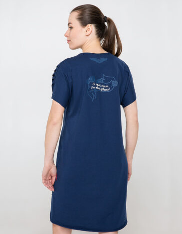 Women's Dress Hannusia. Color navy blue. Material: 95% cotton, 5% spandex.