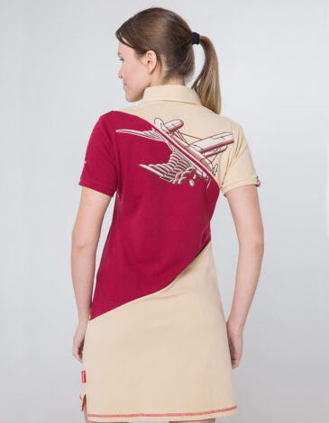 Women's Dress-Polo Shirt Olenka. Color ivory. Pique fabric: 100% cotton.