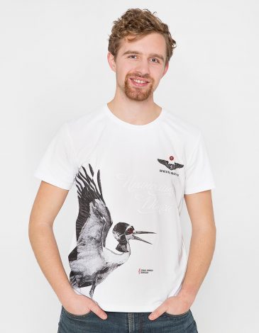 Men's T-Shirt Stork. Color white. Unisex T-shirt (men’s sizes).