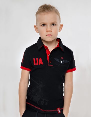 Kids Polo Shirt 12 Brigade (The Dragon Slayer). Color black. .