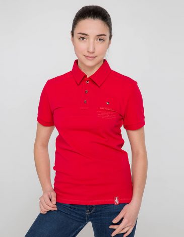 Women's Polo Shirt Wings. Color red. 2.