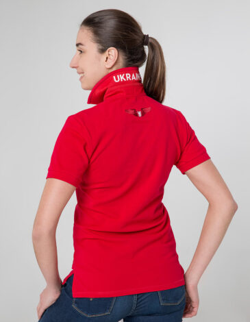 Women's Polo Shirt Wings. Color red. 2.