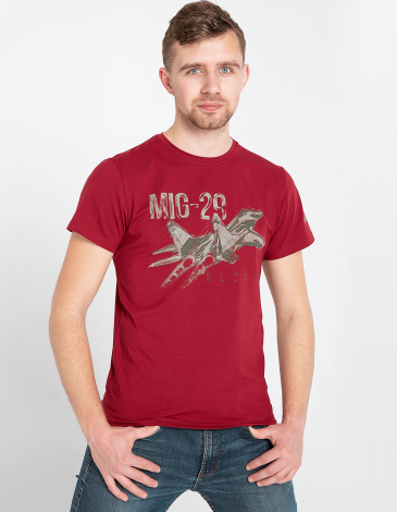 Men's T-Shirt Mig-29. Color claret. .