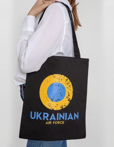 Eco Bag Ukrainian Air Force. Color dark blue. .