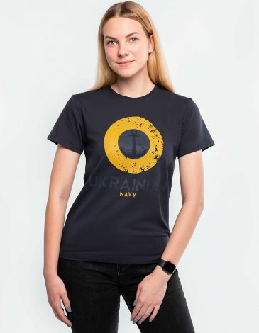 Women's T-Shirt Ukrainian Navy. Color dark blue. .