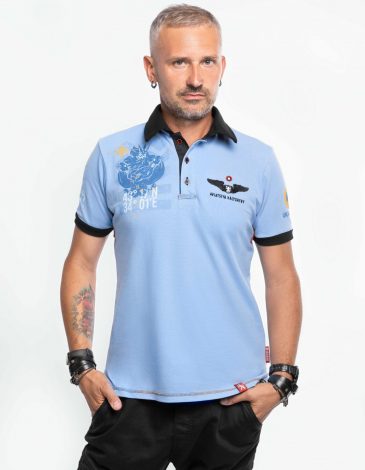 Men's Polo Shirt Ready Immediately. Color sky blue. .