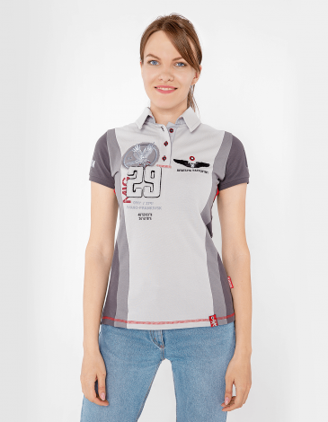 Women's Polo Shirt 114 Brigade (Mig-29). Color light-gray. .