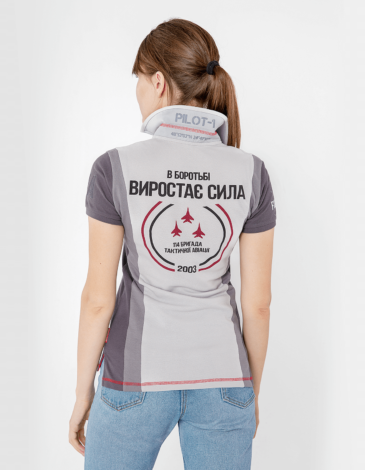 Women's Polo Shirt 114 Brigade (Mig-29). Color light-gray. .