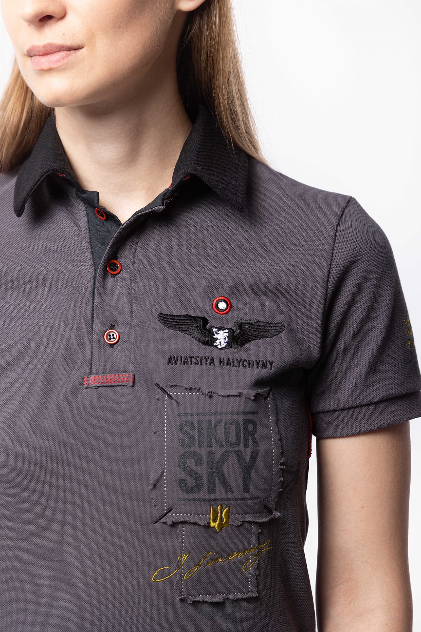 Women's Polo Shirt Sikorsky S-58. Color dark gray. 2.