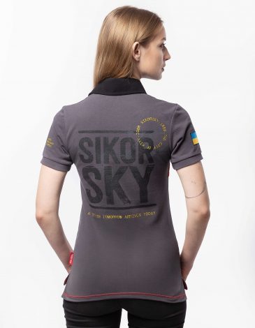 Women's Polo Shirt Sikorsky S-58. Color dark gray. 1.