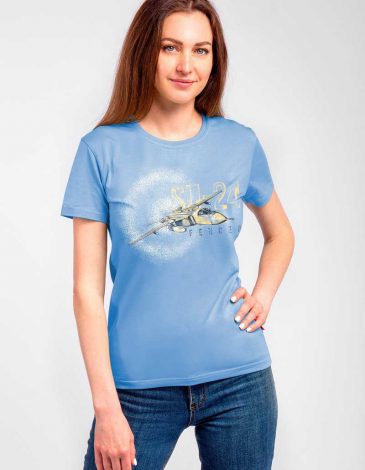 Women's T-Shirt Su-24. Color sky blue. .