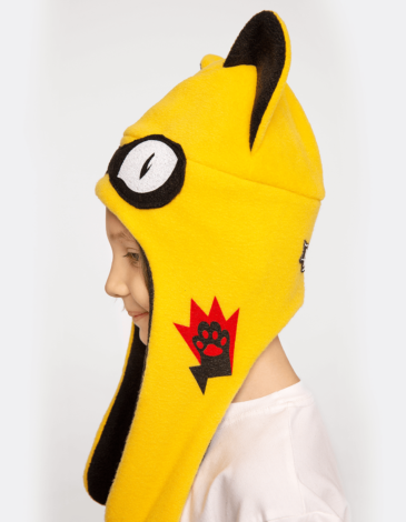 Kids Hat Wild Cat. Color yellow. Hat: unisex, well suited for both boys and girls.