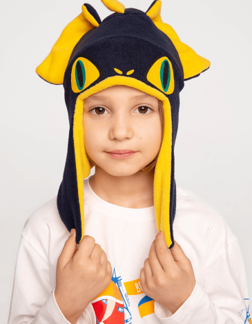 Kids Hat Dragon. Color navy blue. .