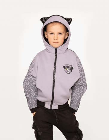 Kids Hoodie Stingray. Color gray. .