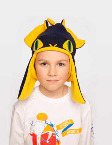 Kids Hat Dragon. Color navy blue. .