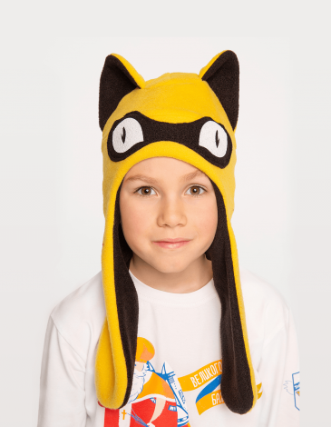 Kids Hat Wild Cat. Color yellow. .