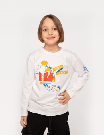 Kids Long Sleeves Mykolay. Color off-white. Long sleeve: unisex, well suited for both boys and girls.