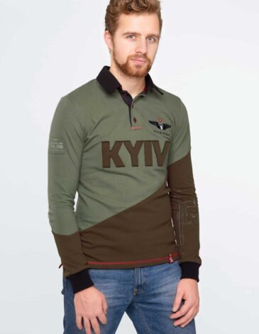 Чоловіче Поло-Лонґ Kyiv. Колір зелений. .