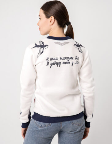 Women's Sweatshirt Swallow. Color white. .