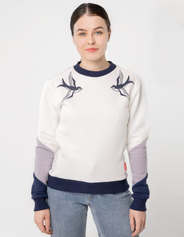 Women's Sweatshirt Swallow. Color white. .