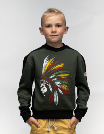 Kids Sweatshirt Indian. Color khaki. .