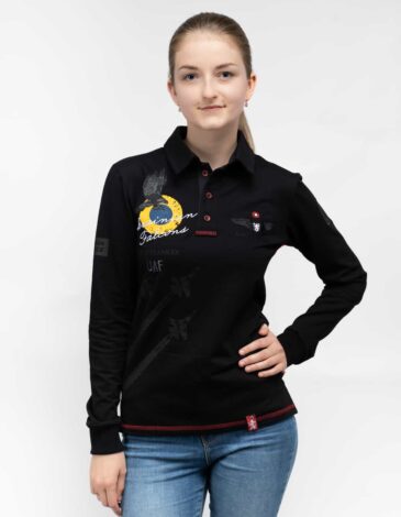 Women's Polo Long Ukrainian Falcons. Color black. .